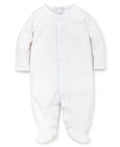 Kissy Kissy Footie-White w/Blue Trim
